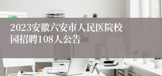 2023安徽六安市人民医院校园招聘108人公告