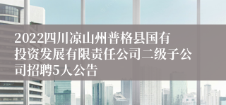 2022四川凉山州普格县国有投资发展有限责任公司二级子公司招聘5人公告