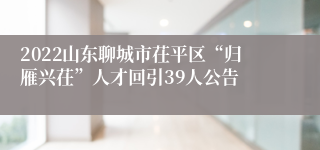 2022山东聊城市茌平区“归雁兴茌”人才回引39人公告