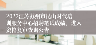 2022江苏苏州市昆山时代培训服务中心招聘笔试成绩、进入资格复审查询公告