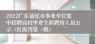 2022广东汕尾市事业单位集中招聘高校毕业生拟聘用人员公示（红海湾第一批）