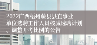 2022广西梧州藤县县直事业单位选聘工作人员核减选聘计划、调整开考比例的公告