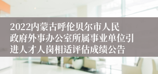 2022内蒙古呼伦贝尔市人民政府外事办公室所属事业单位引进人才人岗相适评估成绩公告