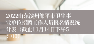 2022山东滨州邹平市卫生事业单位招聘工作人员报名情况统计表（截止11月14日下午5：00）