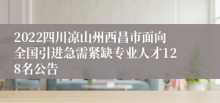 2022四川凉山州西昌市面向全国引进急需紧缺专业人才128名公告