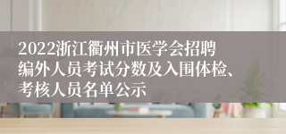 2022浙江衢州市医学会招聘编外人员考试分数及入围体检、考核人员名单公示