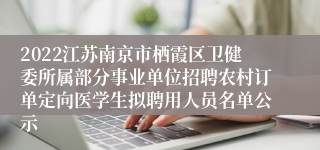 2022江苏南京市栖霞区卫健委所属部分事业单位招聘农村订单定向医学生拟聘用人员名单公示