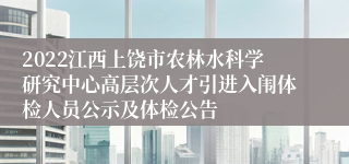 2022江西上饶市农林水科学研究中心高层次人才引进入闱体检人员公示及体检公告