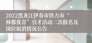 2022黑龙江伊春市铁力市“林都优青”引才活动二次报名及岗位取消情况公告