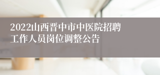 2022山西晋中市中医院招聘工作人员岗位调整公告