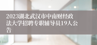 2023湖北武汉市中南财经政法大学招聘专职辅导员19人公告