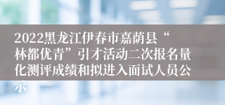 2022黑龙江伊春市嘉荫县“林都优青”引才活动二次报名量化测评成绩和拟进入面试人员公示