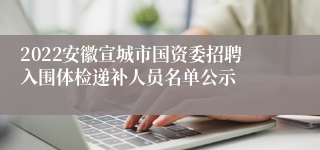 2022安徽宣城市国资委招聘入围体检递补人员名单公示