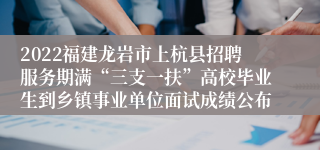 2022福建龙岩市上杭县招聘服务期满“三支一扶”高校毕业生到乡镇事业单位面试成绩公布