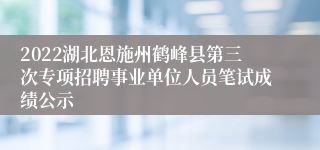 2022湖北恩施州鹤峰县第三次专项招聘事业单位人员笔试成绩公示