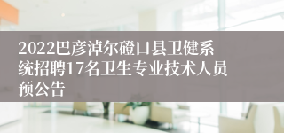 2022巴彦淖尔磴口县卫健系统招聘17名卫生专业技术人员预公告