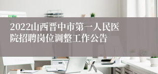 2022山西晋中市第一人民医院招聘岗位调整工作公告