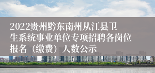 2022贵州黔东南州从江县卫生系统事业单位专项招聘各岗位报名（缴费）人数公示