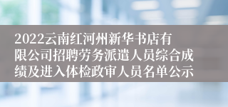 2022云南红河州新华书店有限公司招聘劳务派遣人员综合成绩及进入体检政审人员名单公示