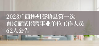 2023广西梧州苍梧县第一次直接面试招聘事业单位工作人员62人公告