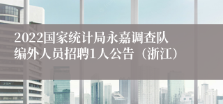 2022国家统计局永嘉调查队编外人员招聘1人公告（浙江）