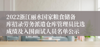 2022浙江丽水国家粮食储备库招录劳务派遣仓库管理员比选成绩及入围面试人员名单公示