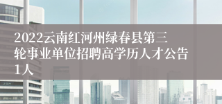 2022云南红河州绿春县第三轮事业单位招聘高学历人才公告1人