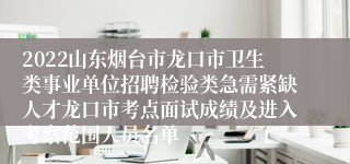 2022山东烟台市龙口市卫生类事业单位招聘检验类急需紧缺人才龙口市考点面试成绩及进入考察范围人员名单