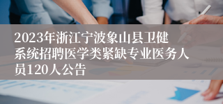 2023年浙江宁波象山县卫健系统招聘医学类紧缺专业医务人员120人公告