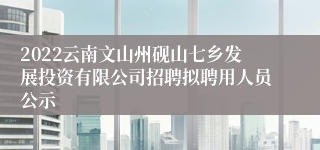 2022云南文山州砚山七乡发展投资有限公司招聘拟聘用人员公示