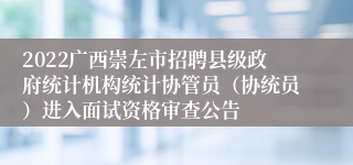 2022广西崇左市招聘县级政府统计机构统计协管员（协统员）进入面试资格审查公告