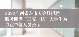 2022广西崇左市天等县拟聘服务期满“三支一扶”大学生为事业单位人员公示