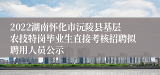 2022湖南怀化市沅陵县基层农技特岗毕业生直接考核招聘拟聘用人员公示