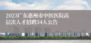 2023广东惠州市中医医院高层次人才招聘34人公告