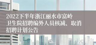 2022下半年浙江丽水市富岭卫生院招聘编外人员核减、取消招聘计划公告