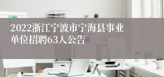 2022浙江宁波市宁海县事业单位招聘63人公告