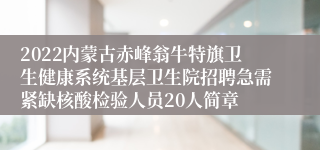 2022内蒙古赤峰翁牛特旗卫生健康系统基层卫生院招聘急需紧缺核酸检验人员20人简章