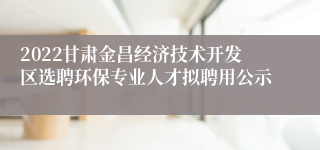 2022甘肃金昌经济技术开发区选聘环保专业人才拟聘用公示