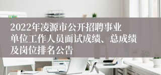 2022年凌源市公开招聘事业单位工作人员面试成绩、总成绩及岗位排名公告