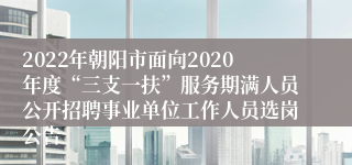 2022年朝阳市面向2020年度“三支一扶”服务期满人员公开招聘事业单位工作人员选岗公告