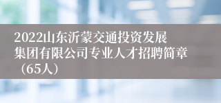 2022山东沂蒙交通投资发展集团有限公司专业人才招聘简章（65人）