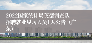 2022国家统计局英德调查队招聘就业见习人员1人公告（广东）