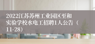 2022江苏苏州工业园区至和实验学校水电工招聘1人公告（11-28）