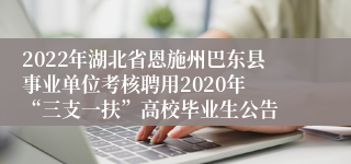 2022年湖北省恩施州巴东县事业单位考核聘用2020年 “三支一扶”高校毕业生公告