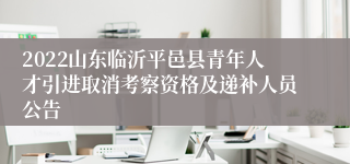 2022山东临沂平邑县青年人才引进取消考察资格及递补人员公告