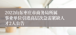 2022山东枣庄市商务局所属事业单位引进高层次急需紧缺人才2人公告