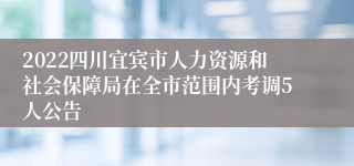 2022四川宜宾市人力资源和社会保障局在全市范围内考调5人公告