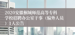 2020安徽桐城师范高等专科学校招聘办公室干事（编外人员）1人公告