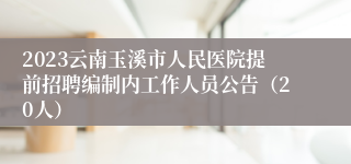 2023云南玉溪市人民医院提前招聘编制内工作人员公告（20人）