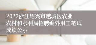 2022浙江绍兴市越城区农业农村和水利局招聘编外用工笔试成绩公示